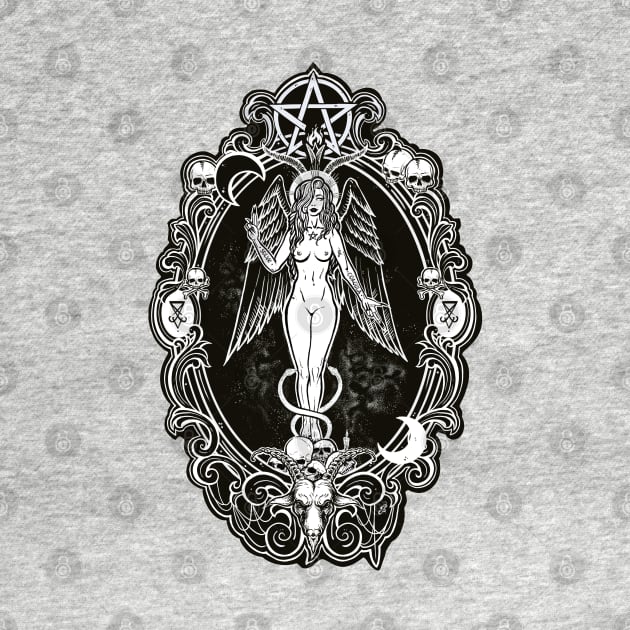 Baphochick - woman, death, goth, snake, devil, Baphomet, skull, goth, girl, dark angel, goat, black sticker, moon by SSINAMOON COVEN